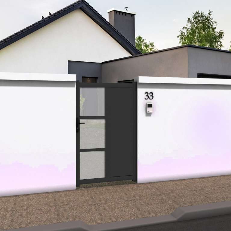 Portillon droit en ALU avec vitrage gris anthracite