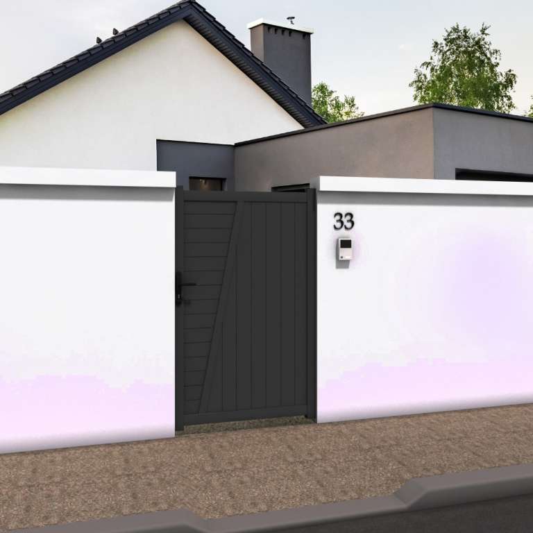 Portillon droit décor en ALU gris anthracite