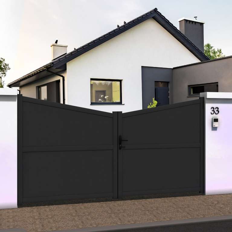 Portail battant pointe intérieure en ALU gris anthracite