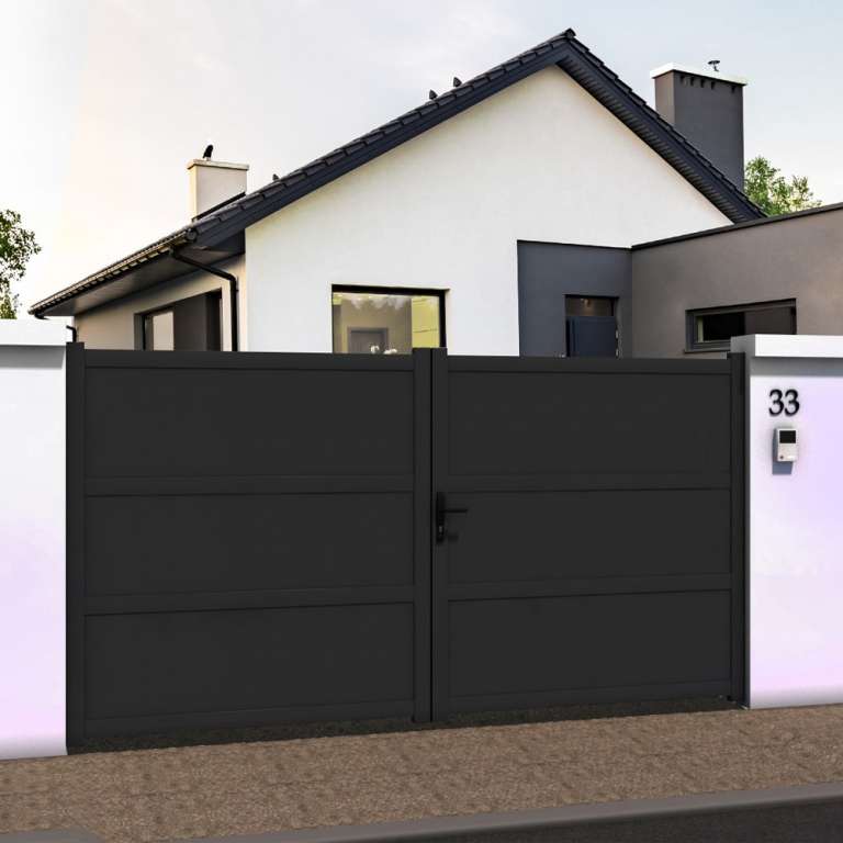Portail battant droit en ALU gris anthracite