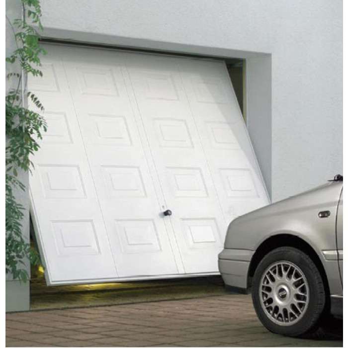 Porte garage basculante manu débordante sans portillon H.200 x l.237 cm  blanc