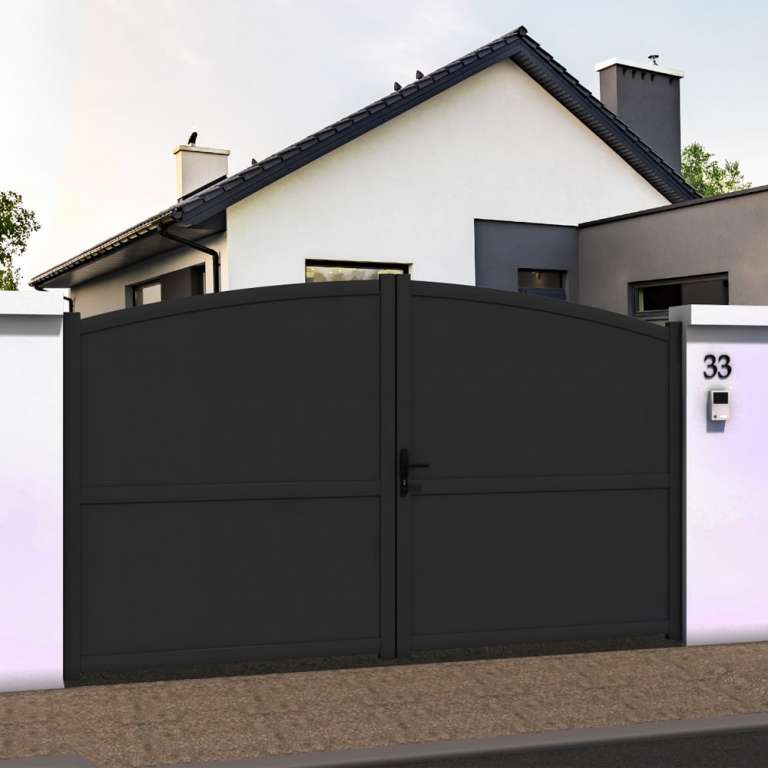 Portail battant plein en ALU gris anthracite
