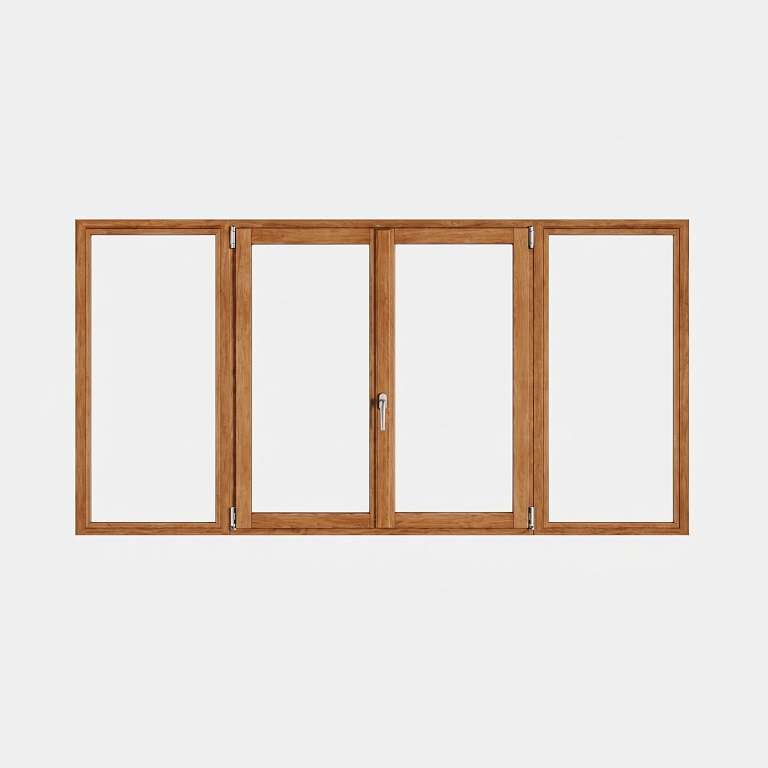 Fenêtre en bois 2 vantaux + 2 fixes
