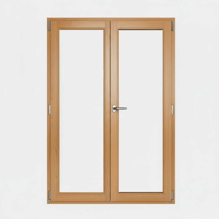 Porte Fenêtre Bois gamme Oxygène 2 vantaux ouverture à la française fermée
