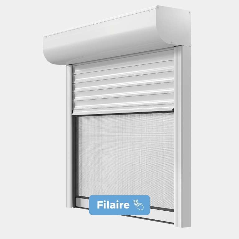 Volet roulant ALU Rénovation motorisation filaire avec moustiquaire intégrée