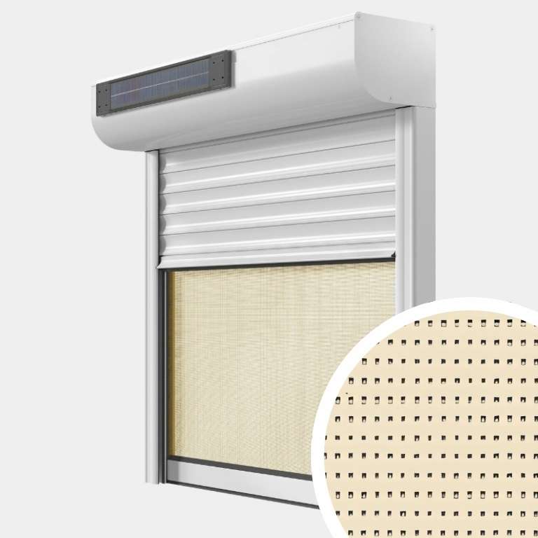 Volet roulant ALU Rénovation motorisation radio solaire avec moustiquaire-store