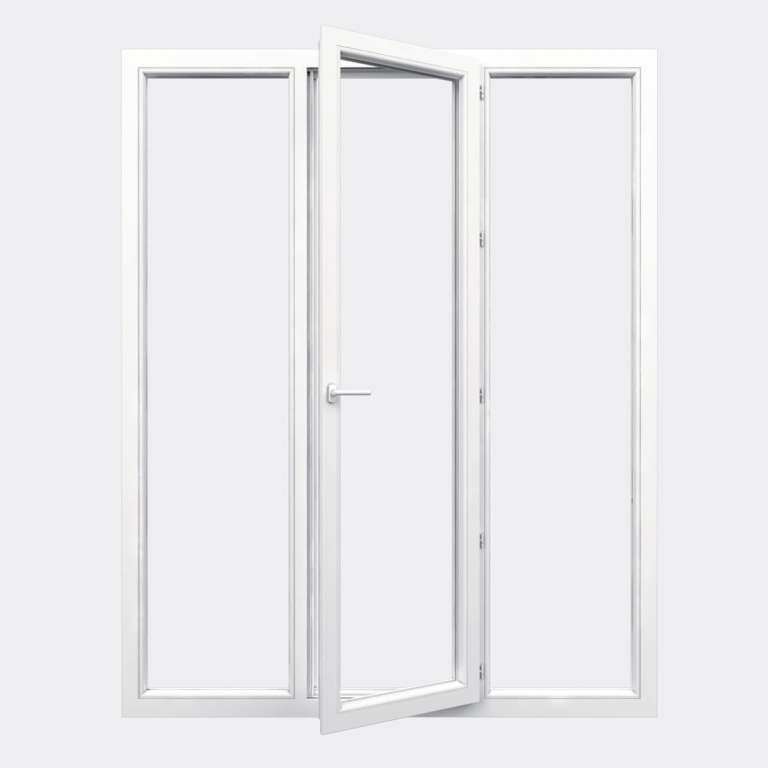 Porte Fenêtre PVC gamme Confort 1 vantail à la française 2 fixes ouvert