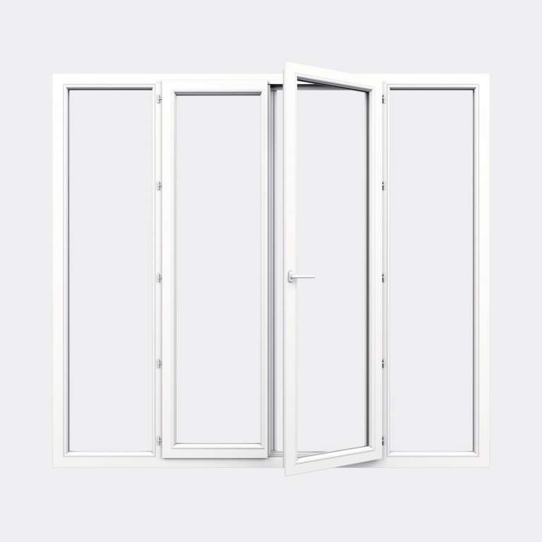 Porte Fenêtre PVC gamme Confort 2 vantaux à la française 2 fixes ouvert