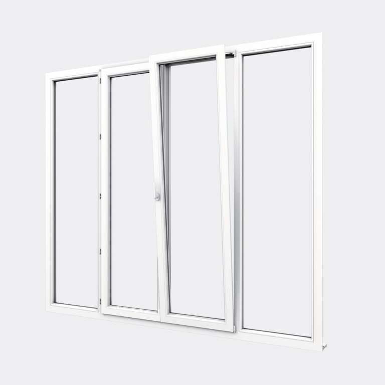 Porte Fenêtre PVC gamme Confort 2 vantaux dont 1 oscillo-battant 2 fixes ouvert