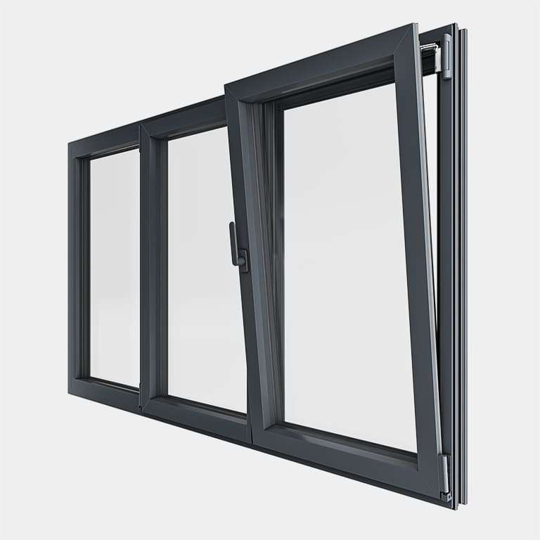 Fenêtre ALU gamme Titans 2 vantaux dont 1 oscillo-battant 1 fixe ouvert