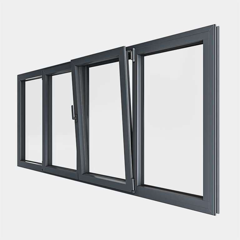 Fenêtre ALU gamme Titans 2 vantaux dont 1 oscillo-battant 2 fixes ouvert