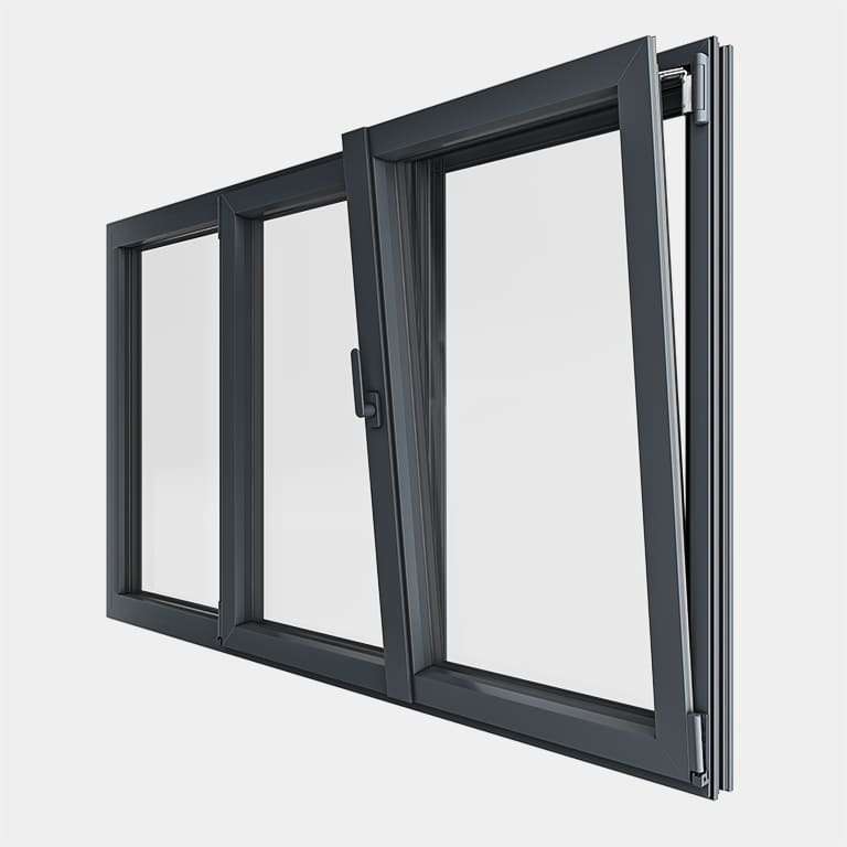 Fenêtre ALU gamme Titans+ 2 vantaux dont 1 oscillo-battant 1 fixe ouvert