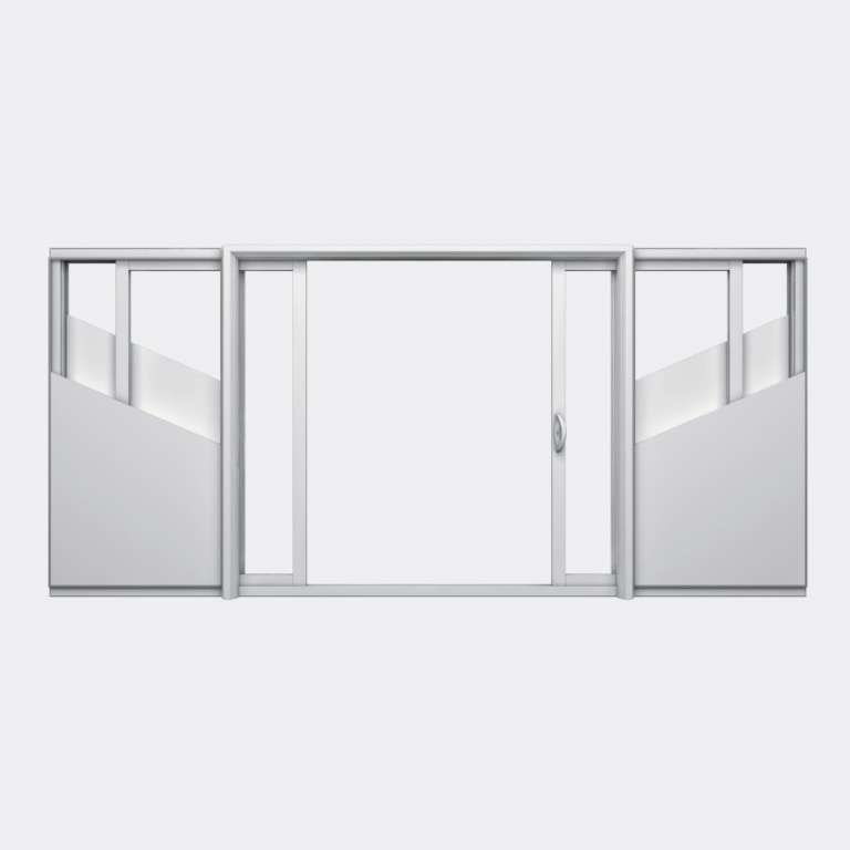 Baie coulissante galandage PVC gamme Slide Galandage 2 vantaux 1 rail ouvert
