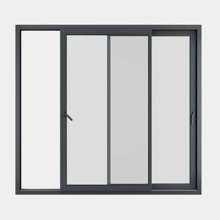 Baie coulissante ALU gamme Titans 2 vantaux 2 rails ouvert