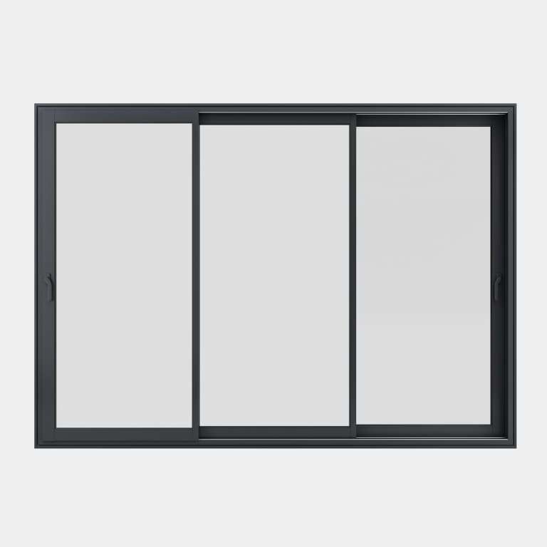 Baie coulissante ALU gamme Titans 3 vantaux 3 rails fermé