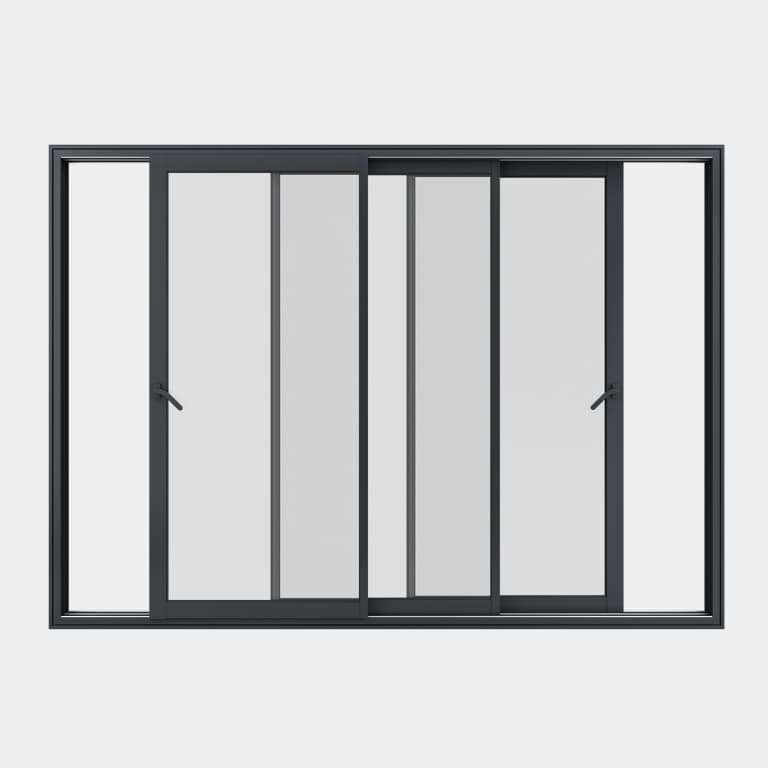 Baie coulissante ALU gamme Titans 3 vantaux 3 rails ouvert