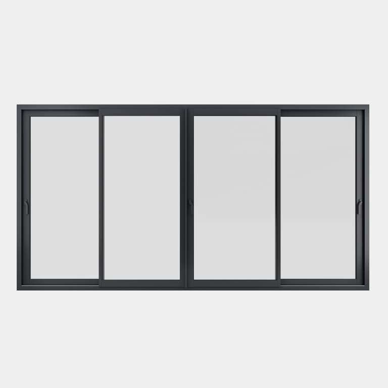 Baie coulissante ALU gamme Titans 4 vantaux 2 rails fermé