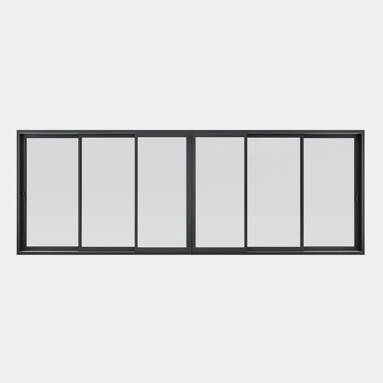 Baie coulissante ALU gamme Titans 6 vantaux 3 rails fermé