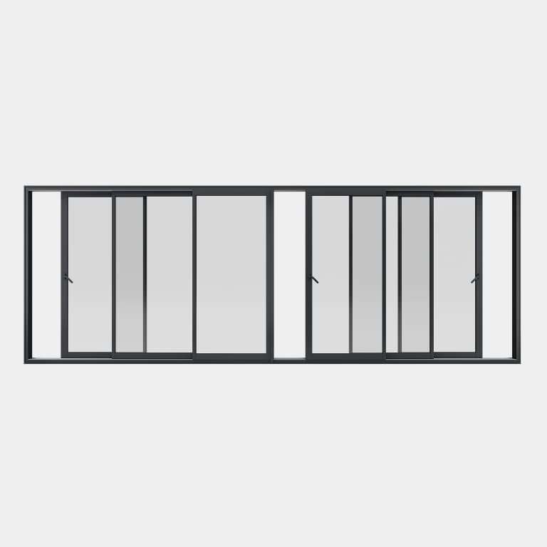 Baie coulissante ALU gamme Titans 6 vantaux 3 rails ouvert