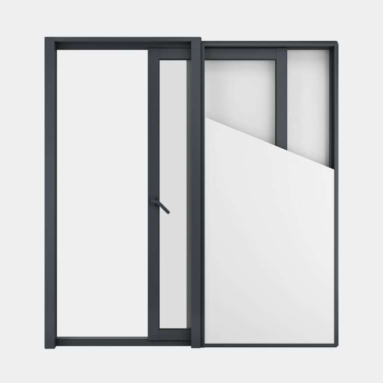 Baie coulissante galandage ALU gamme Titans Galandage 1 vantail 1 rail ouvert