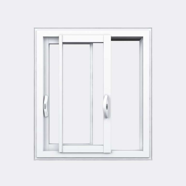 Fenêtre coulissante PVC gamme Slide 2 vantaux 2 rails ouvert