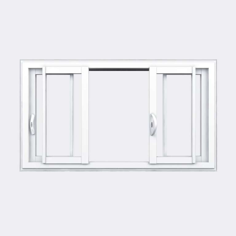 Fenêtre coulissante PVC gamme Slide 4 vantaux 2 rails ouvert