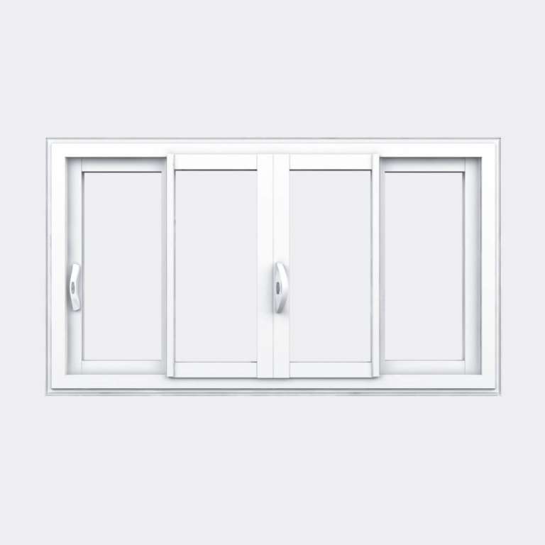 Fenêtre coulissante PVC gamme Slide 4 vantaux 2 rails fermé