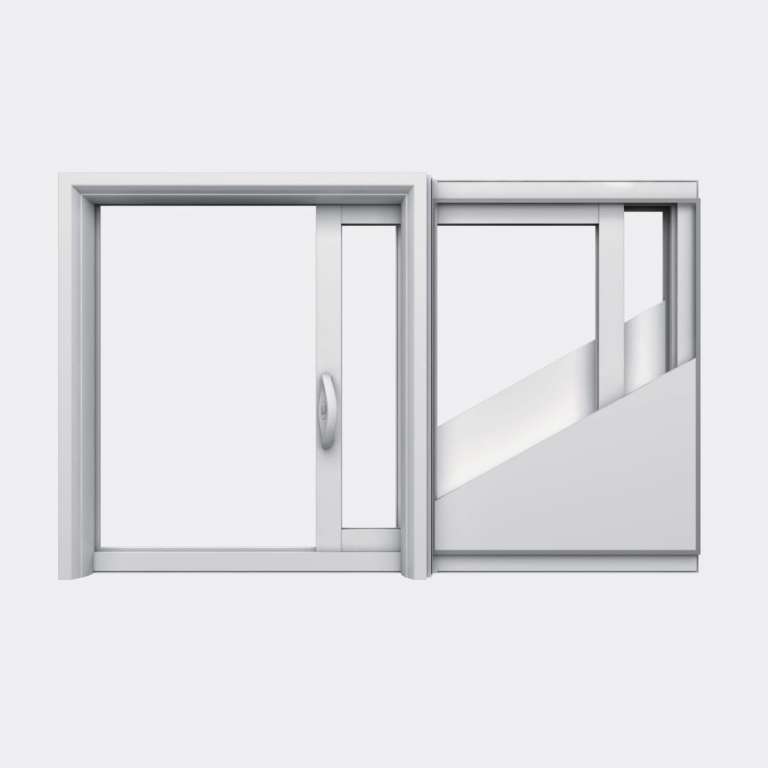 Fenêtre coulissante galandage PVC gamme Slide Galandage 1 vantail 1 rail ouvert