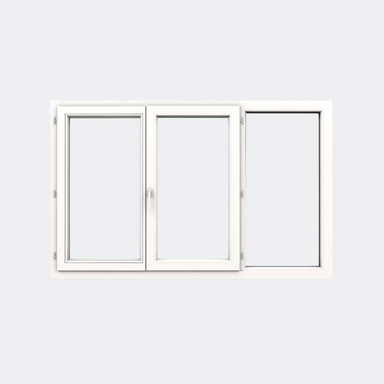Fenêtre PVC gamme Confort 2 vantaux ouverture à la française 1 fixe fermé