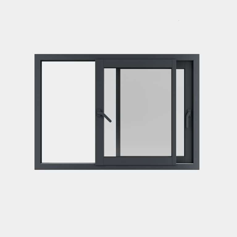 Fenêtre coulissante ALU gamme Titans 2 vantaux 2 rails ouvert