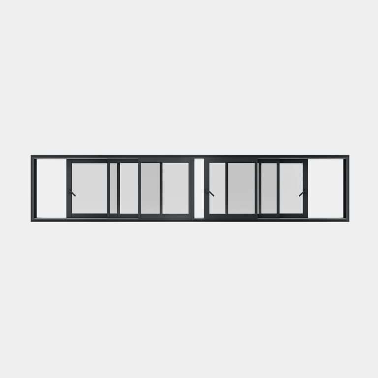 Fenêtre coulissante ALU gamme Titans 6 vantaux 3 rails ouvert