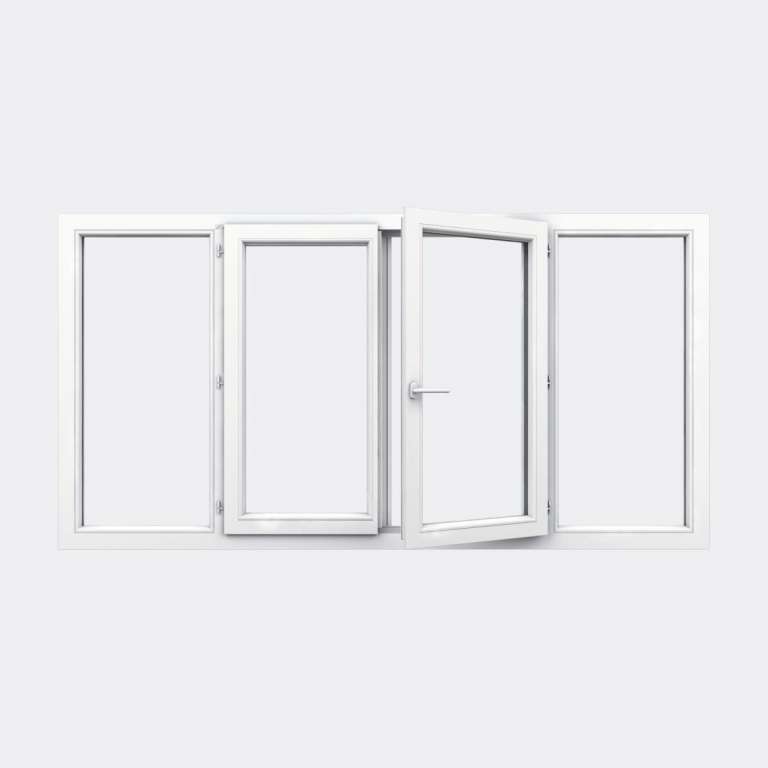 Fenêtre PVC gamme Confort 2 vantaux ouverture à la française 2 fixes ouvert