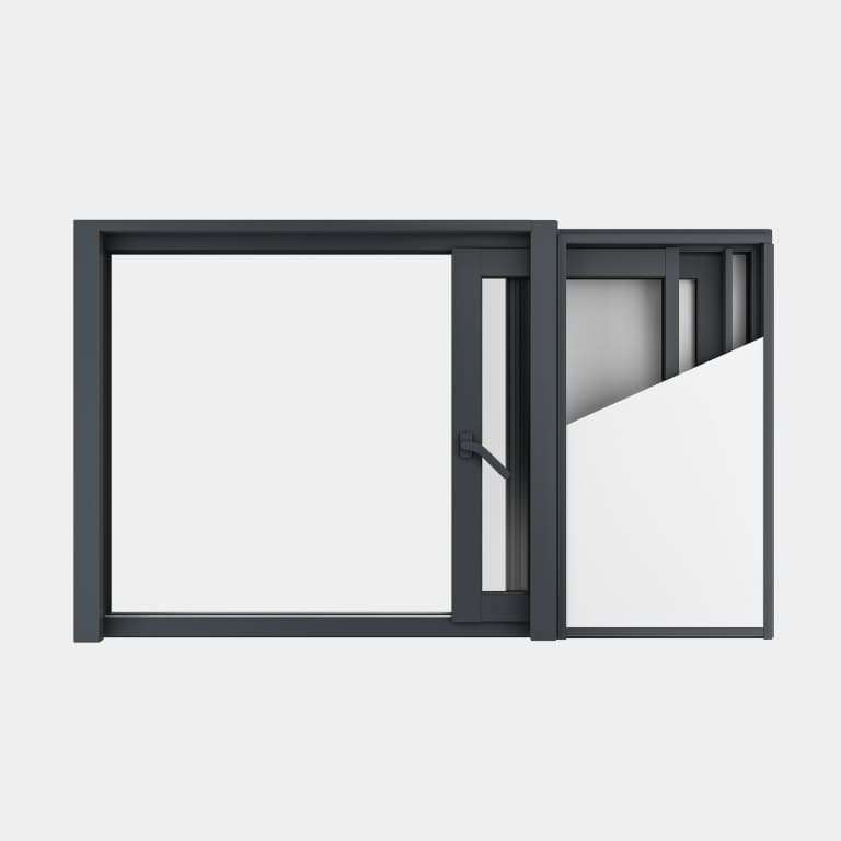Fenêtre coulissante galandage ALU gamme Titans Galandage 2 vantaux 2 rails ouvert