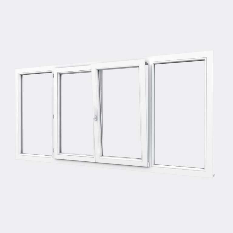 Fenêtre PVC gamme Confort 2 vantaux dont 1 oscillo-battant 2 fixes ouvert