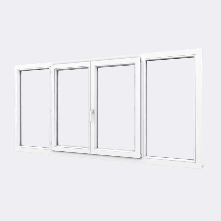 Fenêtre PVC gamme Confort 2 vantaux dont 1 oscillo-battant 2 fixes fermé
