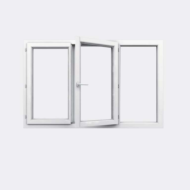 Fenêtre PVC gamme Design 2 vantaux ouverture à la française 1 fixe ouvert