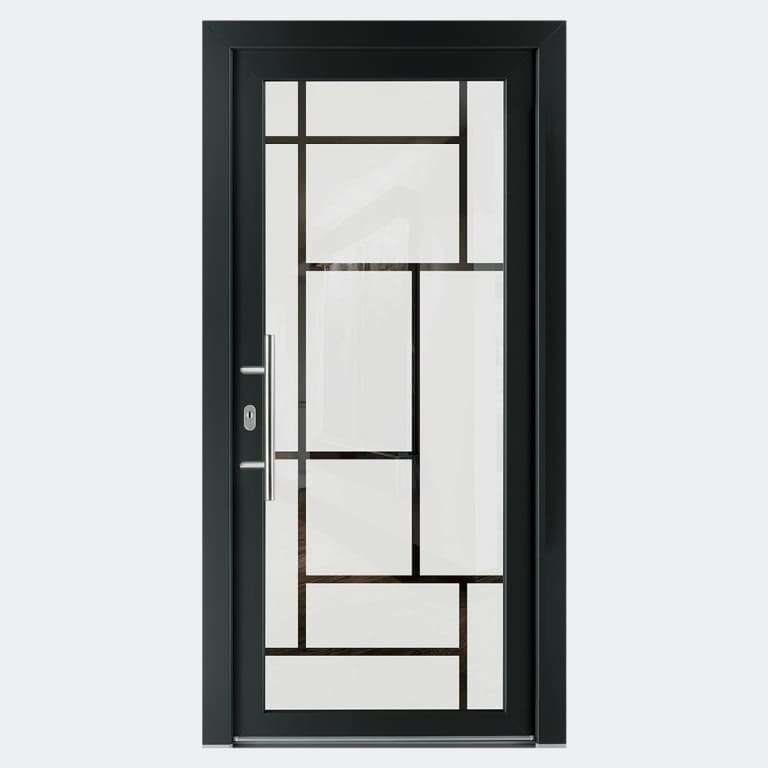 Porte entrée ALU gamme Crystal modèle Onyx 1 à 1 vantail barre