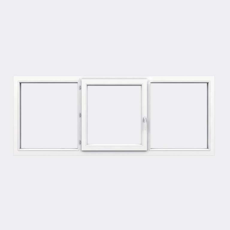 Fenêtre PVC gamme Design 1 vantail ouverture à la française 2 fixes  fermé