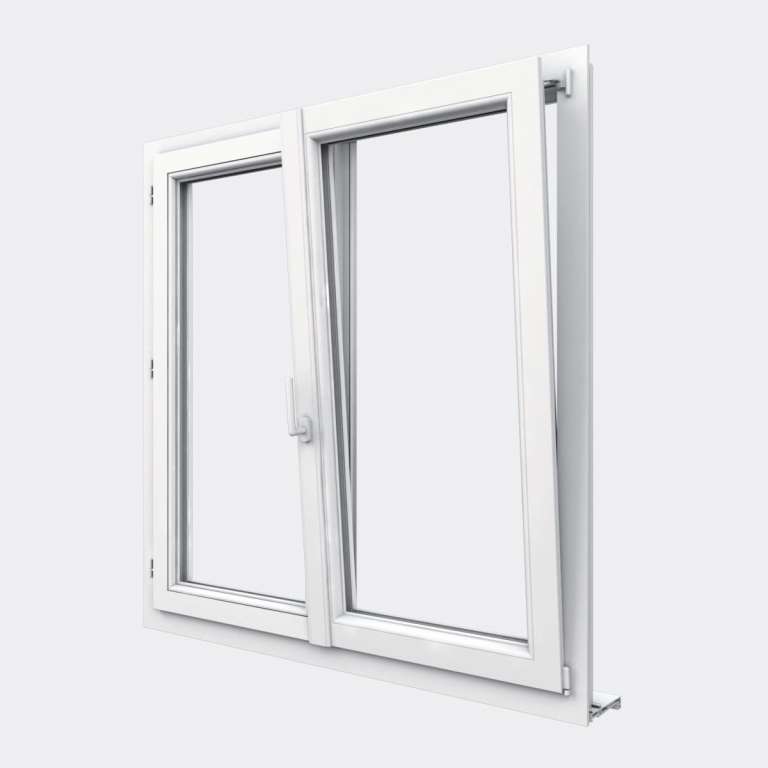 Fenêtre PVC gamme Design 2 vantaux dont 1 oscillo-battant ouvert