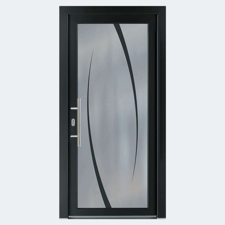 Porte entrée ALU gamme Crystal matelux & print modèle Ambre 3 à 1 vantail barre