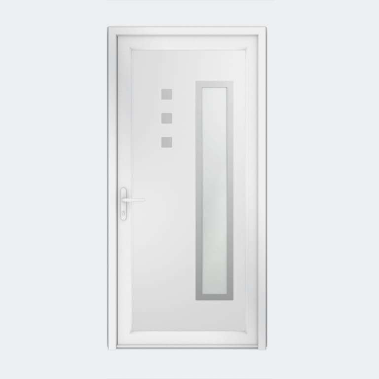 Porte entrée PVC gamme Contemporaine modèle DECOR 19 S 3P 1C DROIT à 1 vantail