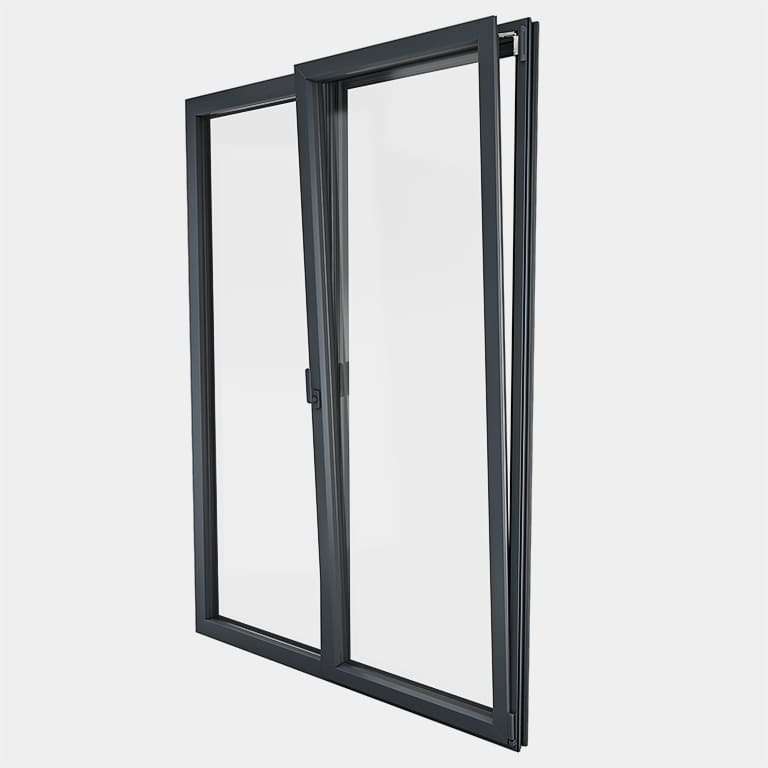 Porte Fenêtre ALU gamme Titans 1 vantail oscillo-battant 1 fixe ouvert