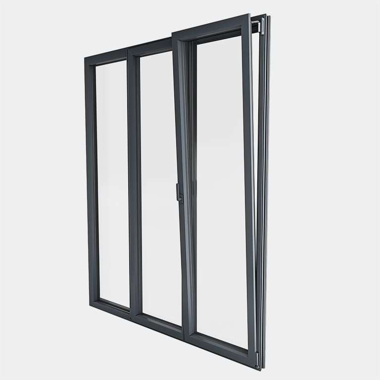 Porte Fenêtre ALU gamme Titans 2 vantaux dont 1 oscillo-battant 1 fixe ouvert