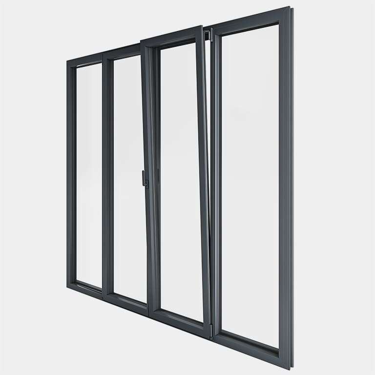 Porte Fenêtre ALU gamme Titans 2 vantaux dont 1 oscillo-battant 2 fixes ouvert