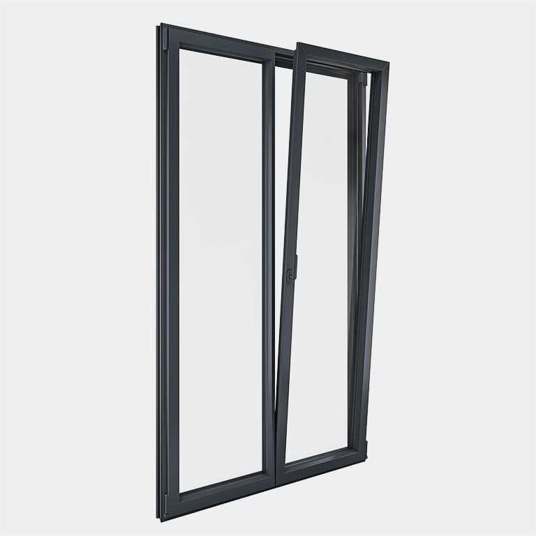 Porte Fenêtre ALU gamme Titans 2 vantaux dont 1 oscillo-battant ouvert