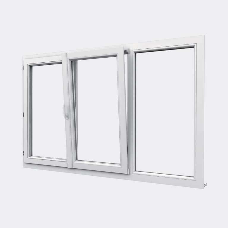 Fenêtre PVC gamme Design 2 vantaux dont 1 oscillo-battant 1 fixe ouvert