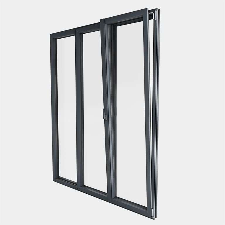 Porte Fenêtre ALU gamme Titans+ 2 vantaux dont 1 oscillo-battant 1 fixe ouvert