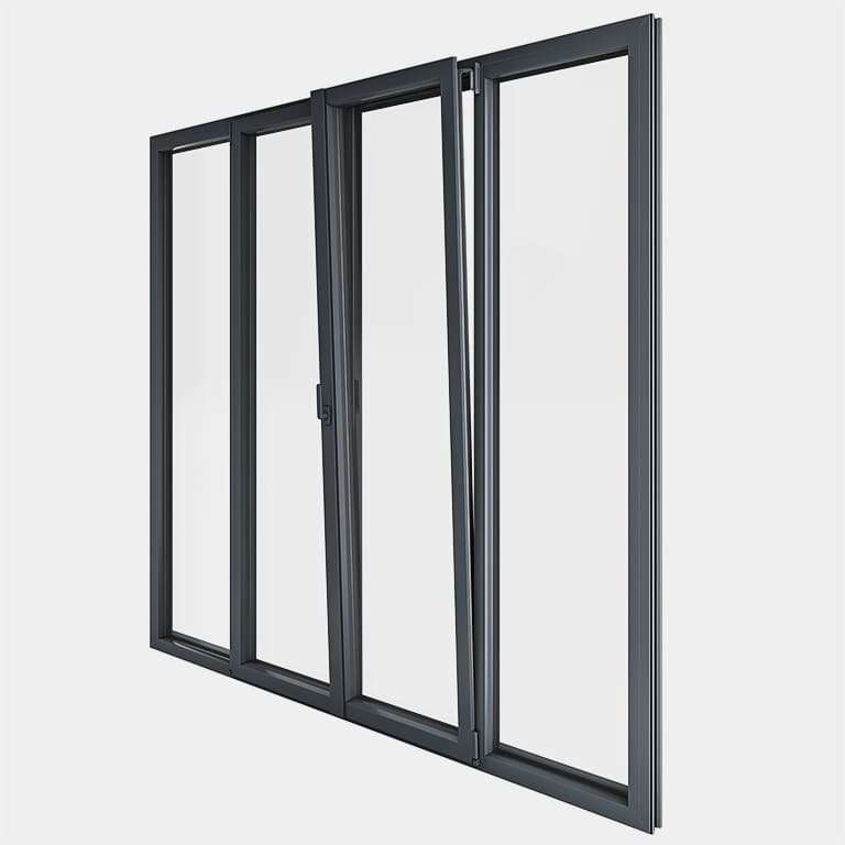 Porte Fenêtre ALU gamme Titans+ 2 vantaux dont 1 oscillo-battant 2 fixes ouvert