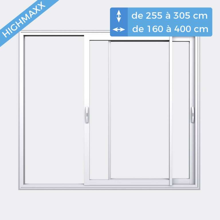 Baie coulissante ALU Gamme HighMaxx 2 vantaux 2 rails ouvert