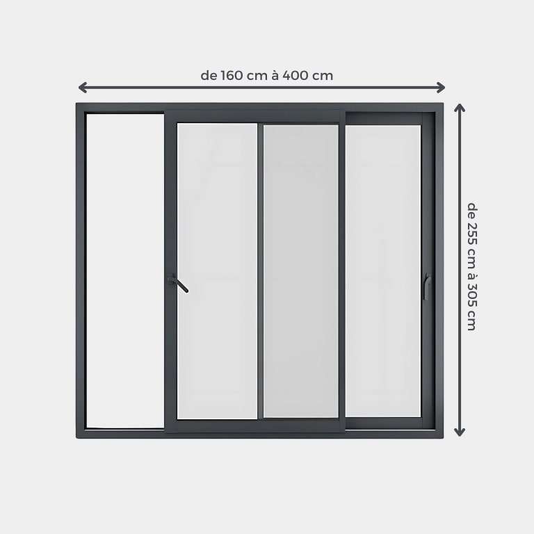 Baie coulissante ALU Gamme HighMaxx 2 vantaux 2 rails ouvert